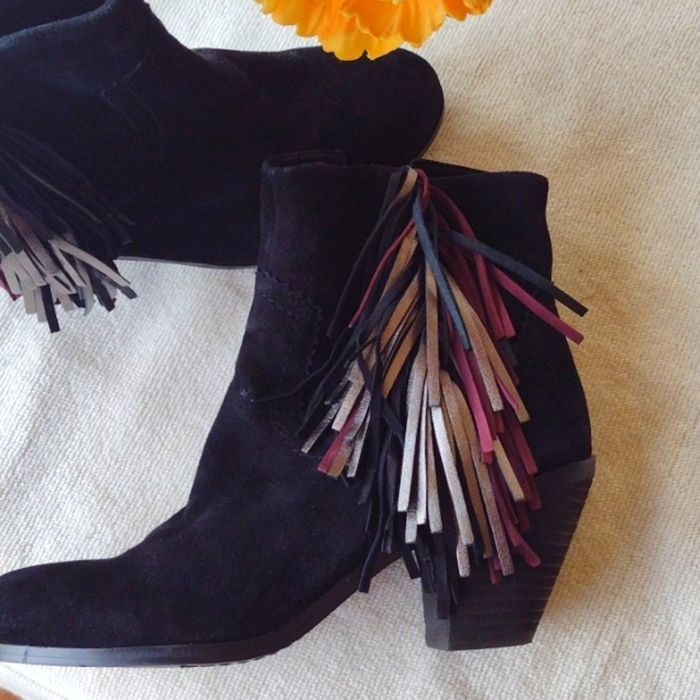 Sam Edelman Fringe Black Suede Boots